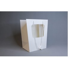 包裝-開窗卡紙花袋 梯形白H35x29.5x24cm 底18x24cm