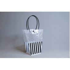 包裝-PVC透明豎條花袋26 黑色 小 11x24xH26cm 底11x12cm