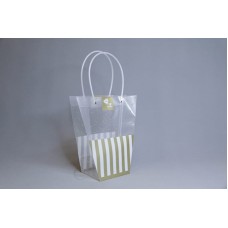 包裝-PVC透明豎條花袋26 金色 小 11x24xH26cm 底11x12cm