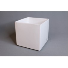 陶瓷-方型花器 14x14 亮面白