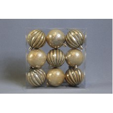 聖誕-金色浮雕球 6CM 9入