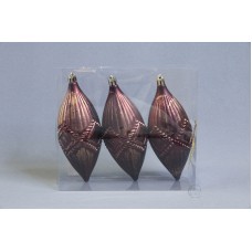 聖誕-浮雕水滴球 咖 高15CM 3入