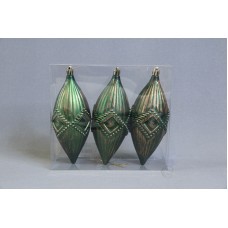 聖誕-浮雕水滴球 綠 高15CM 3入