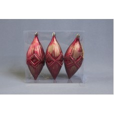 聖誕-浮雕水滴球 紅 高15CM 3入