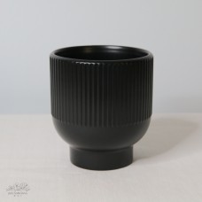 豎紋花器 黑 小
