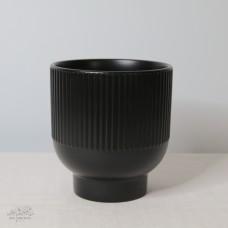 豎紋花器 黑 中