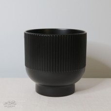 豎紋花器 黑 大