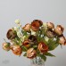 人造花 六頭涂層茶玫 咖 Ø3.5xL30cm