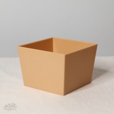 塑膠花器-木紋方盒 土黃色