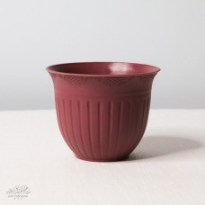 塑膠花器-刻花小盆 磚紅色