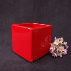 陶花器-方型花器(紅)