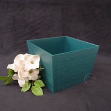 塑膠花器-木紋方盒(綠)