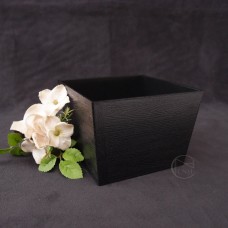 塑膠花器-木紋方盒(黑)