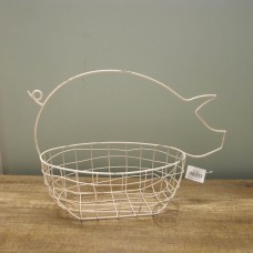 縷空-NATURE DESIGNS 花器 45328 Iron Basket Pig 大 Ivory