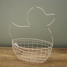 縷空-NATURE DESIGNS 花器 45329  Iron Basket Duck 大 Ivory