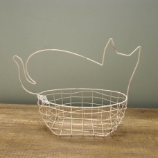 縷空-NATURE DESIGNS 花器45330  Iron Basket  Cat 大 Ivory