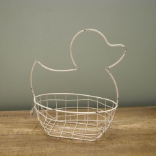 縷空-NATURE DESIGNS 花器 45332 Iron Basket Duck 小  Ivory