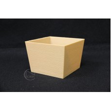 塑膠花器-木紋方盒 土黃色