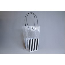 包裝-PVC透明豎條花袋35 黑色 小 13x26xH35cm 底13x13cm