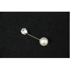 材料-圓形鑽石 珍珠釦針