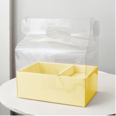 包裝-透明鮮花蛋糕盒 黃 30x26.5xH10cm