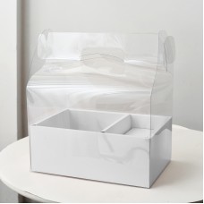 包裝-透明鮮花蛋糕盒 白 30x26.5xH10cm