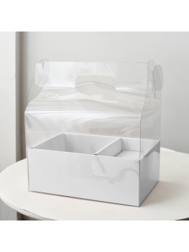 包裝-透明鮮花蛋糕盒 白 30x26.5xH10cm